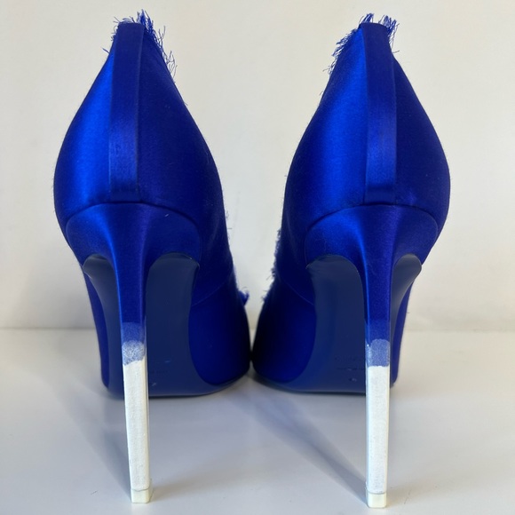 Tom Ford Cobalt Blue Satin Pointed Toe Pumps with a Dipped Dyed Finish, Size 40 - Picture 7 of 15